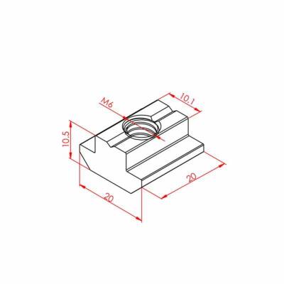 10 Kanal M6 T Somun 250 adet - 2