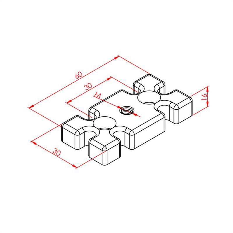Pabuç Bağlantı Parçası 30X60 M10 - 2