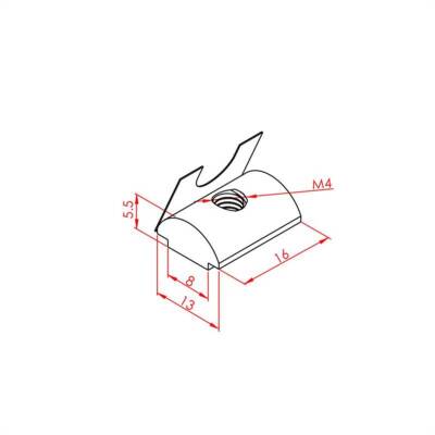 Yaylı Somun 30X30 M4 K8 - 2